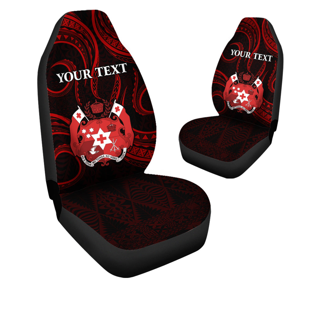 (Custom Personalised) Tonga Pattern Car Seat Covers Always Proud LT13 Universal Fit Red - Polynesian Pride