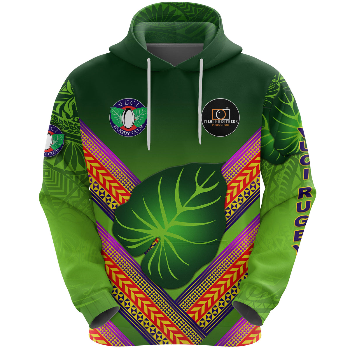 Custom Fiji Vuci Rugby Club Hoodie Creative Style Green, Custom Text and Number LT8 - Polynesian Pride