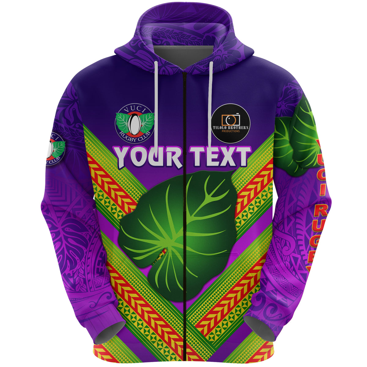 Custom Fiji Vuci Rugby Club Zip Hoodie Creative Style Purple LT8 - Polynesian Pride