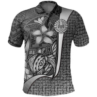 Tahiti Polo Shirt White Turtle with Hook Unisex White - Polynesian Pride