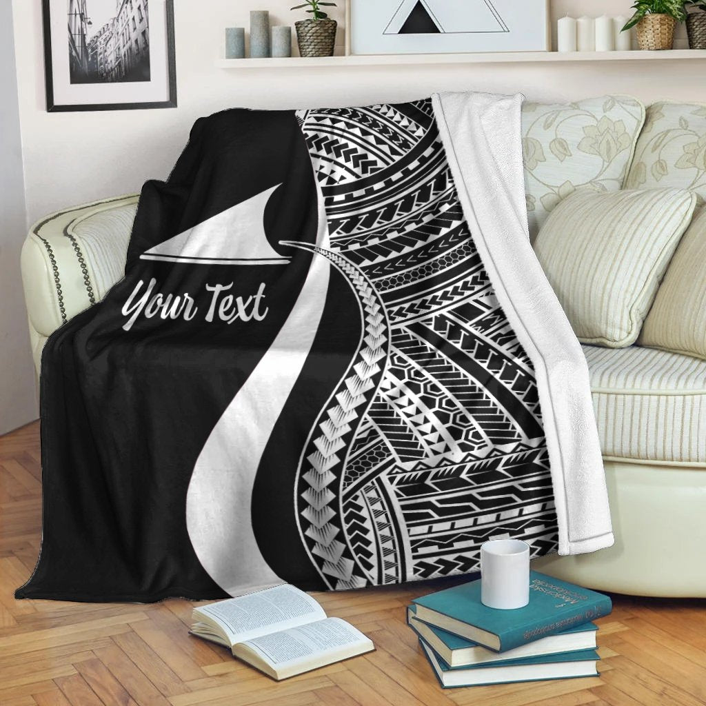 Tokelau Custom Personalised Premium Blanket - White Polynesian Tentacle Tribal Pattern - Polynesian Pride