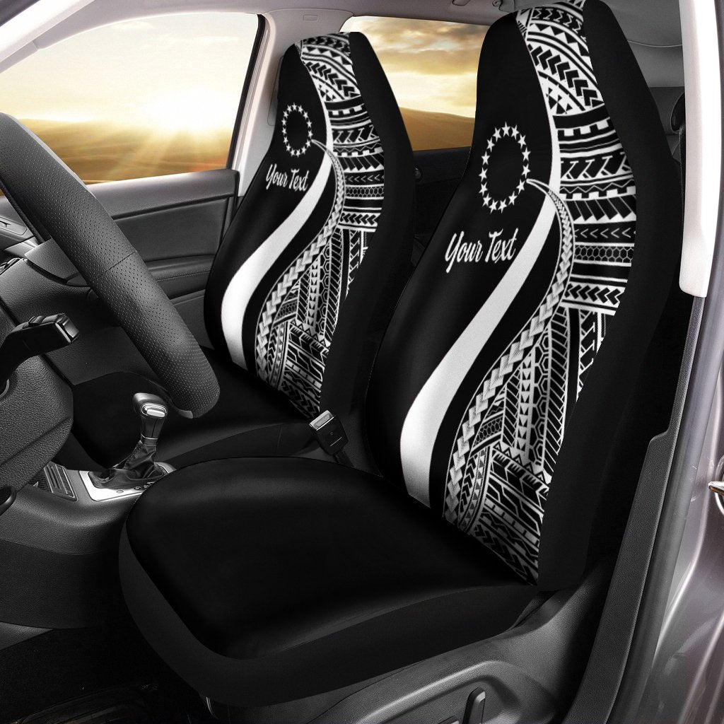 Cook Islands Custom Personalised Car Seat Covers - White Polynesian Tentacle Tribal Pattern Universal Fit White - Polynesian Pride