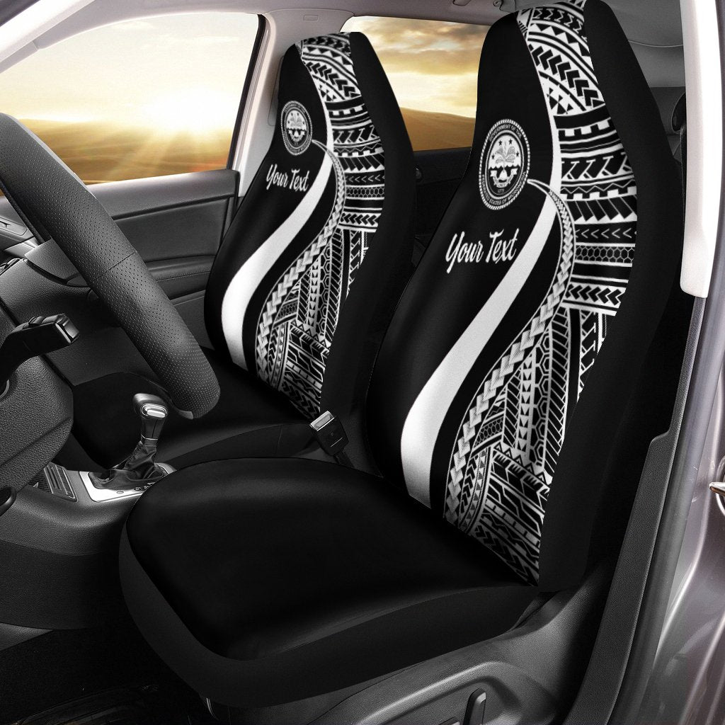 Federated States of Micronesia Custom Personalised Car Seat Covers - White Polynesian Tentacle Tribal Pattern Universal Fit White - Polynesian Pride
