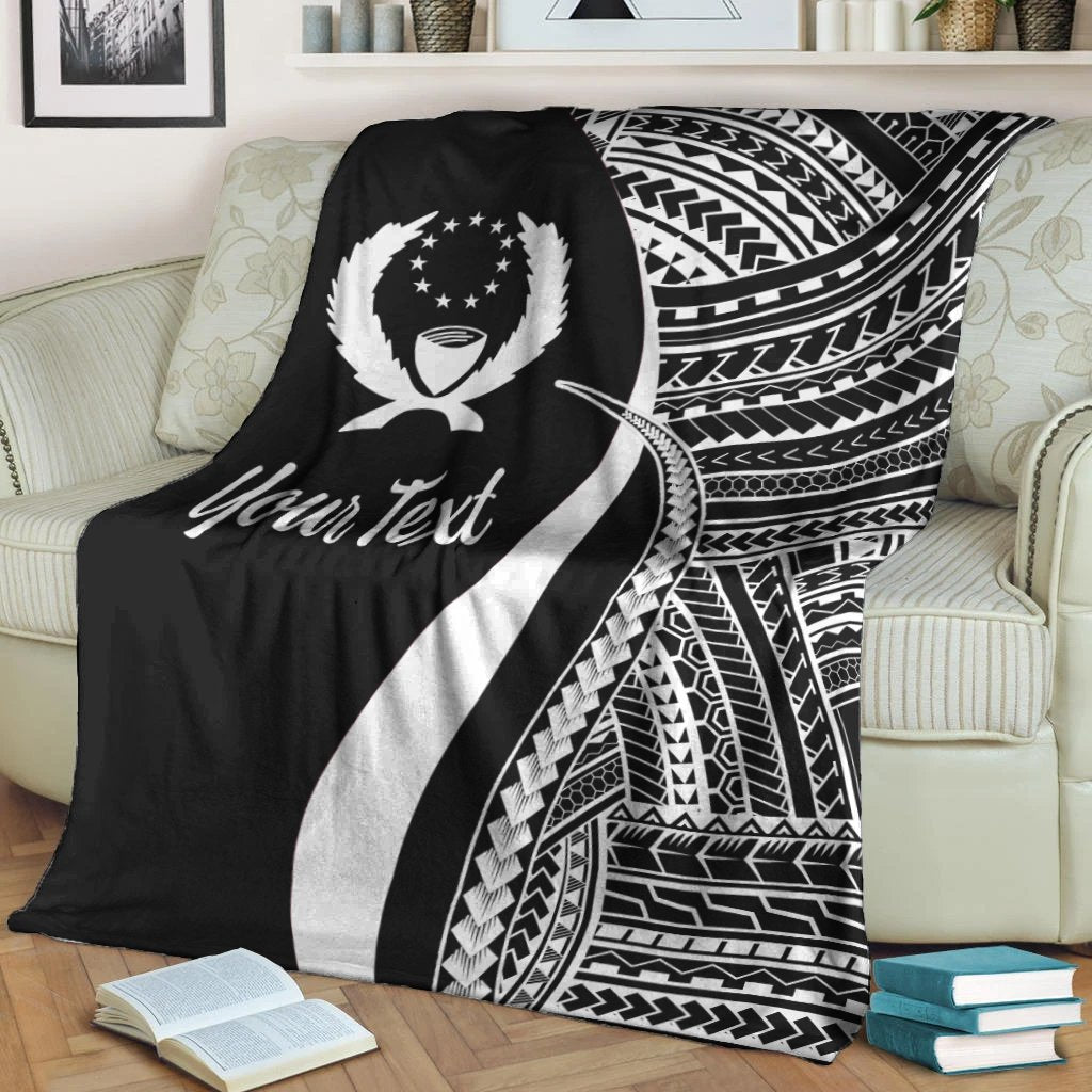 Pohnpei Custom Personalised Premium Blanket - White Polynesian Tentacle Tribal Pattern - Polynesian Pride