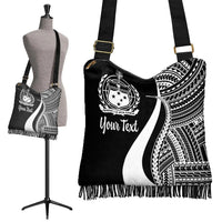 Samoa Custom Personalised Boho Handbag - White Polynesian Tentacle Tribal Pattern - Polynesian Pride