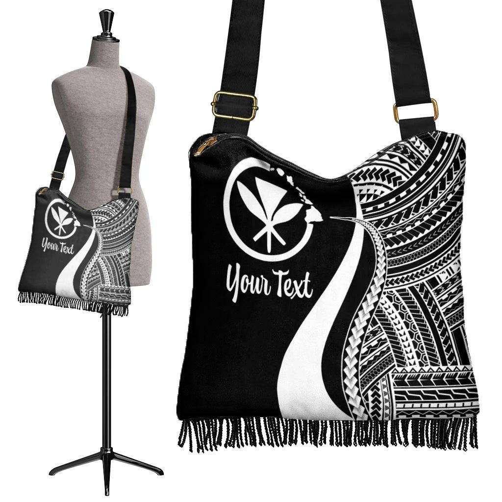 Hawaii Custom Personalised Boho Handbag - White Polynesian Tentacle Tribal Pattern - Polynesian Pride