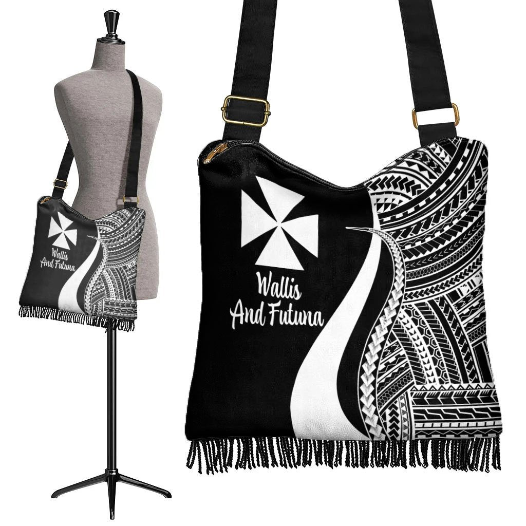 Wallis And Futuna Boho Handbag - White Polynesian Tentacle Tribal Pattern - Polynesian Pride