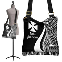 Wallis And Futuna Boho Handbag - White Polynesian Tentacle Tribal Pattern - Polynesian Pride