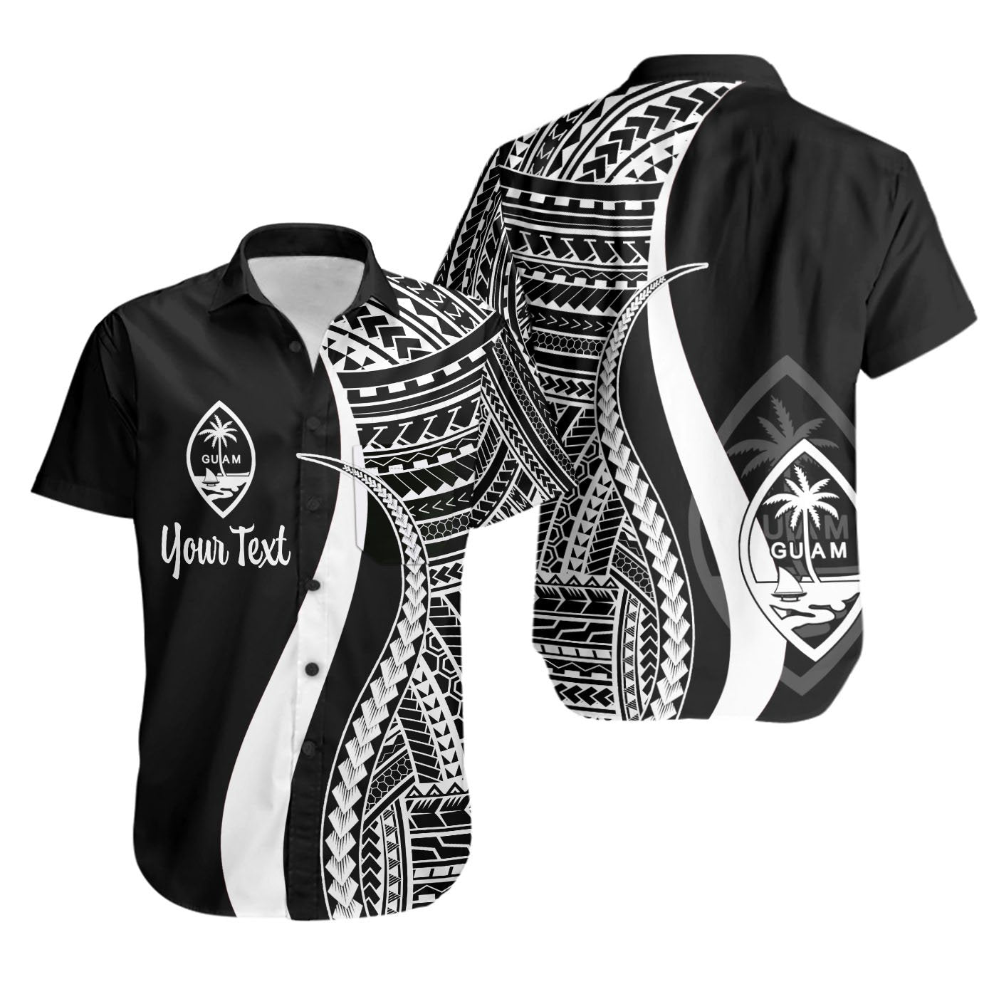 Guam Custom Personalised Short Sleeve Shirts - White Polynesian Tentacle Tribal Pattern Unisex White - Polynesian Pride