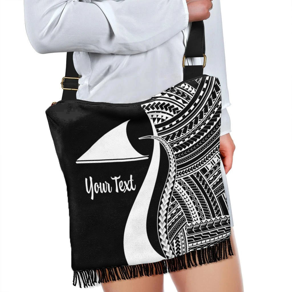 Tokelau Custom Personalised Boho Handbag - White Polynesian Tentacle Tribal Pattern - Polynesian Pride