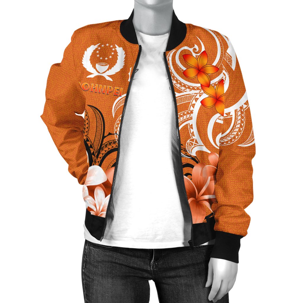 Pohpei Women's Bomber Jacket - Pohnpei Spirit Orange - Polynesian Pride