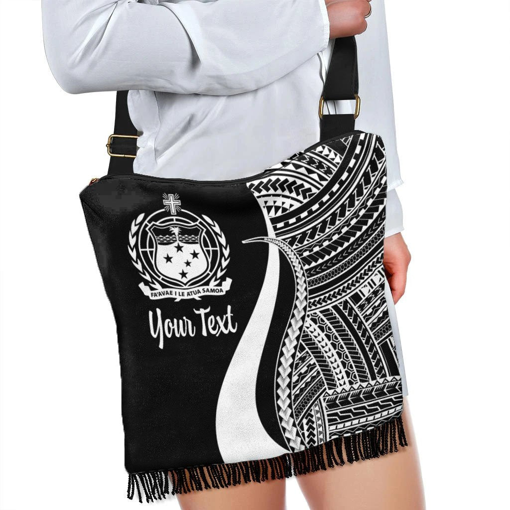 Samoa Custom Personalised Boho Handbag - White Polynesian Tentacle Tribal Pattern - Polynesian Pride