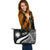 Northern Mariana Islands Large Leather Tote Bag - White Polynesian Tentacle Tribal Pattern - Polynesian Pride