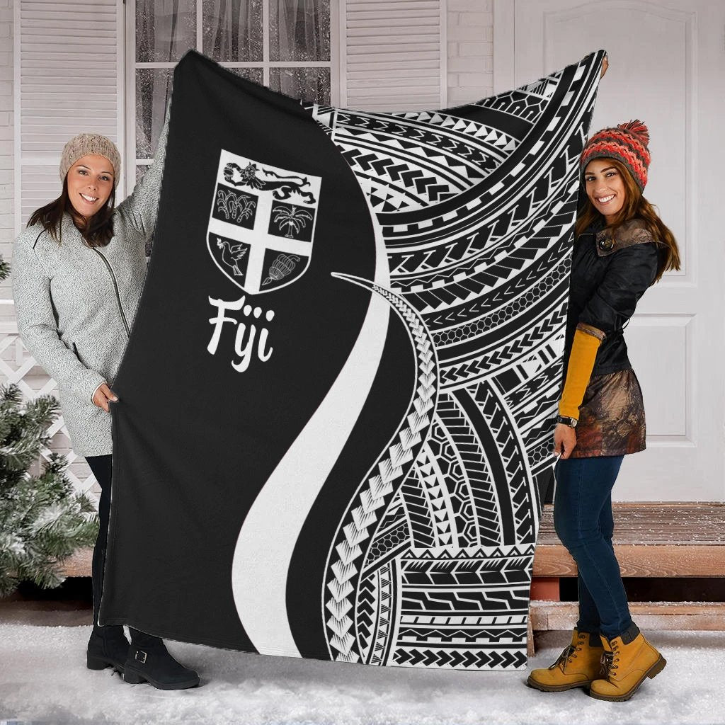 Fiji Premium Blanket - White Polynesian Tentacle Tribal Pattern White - Polynesian Pride