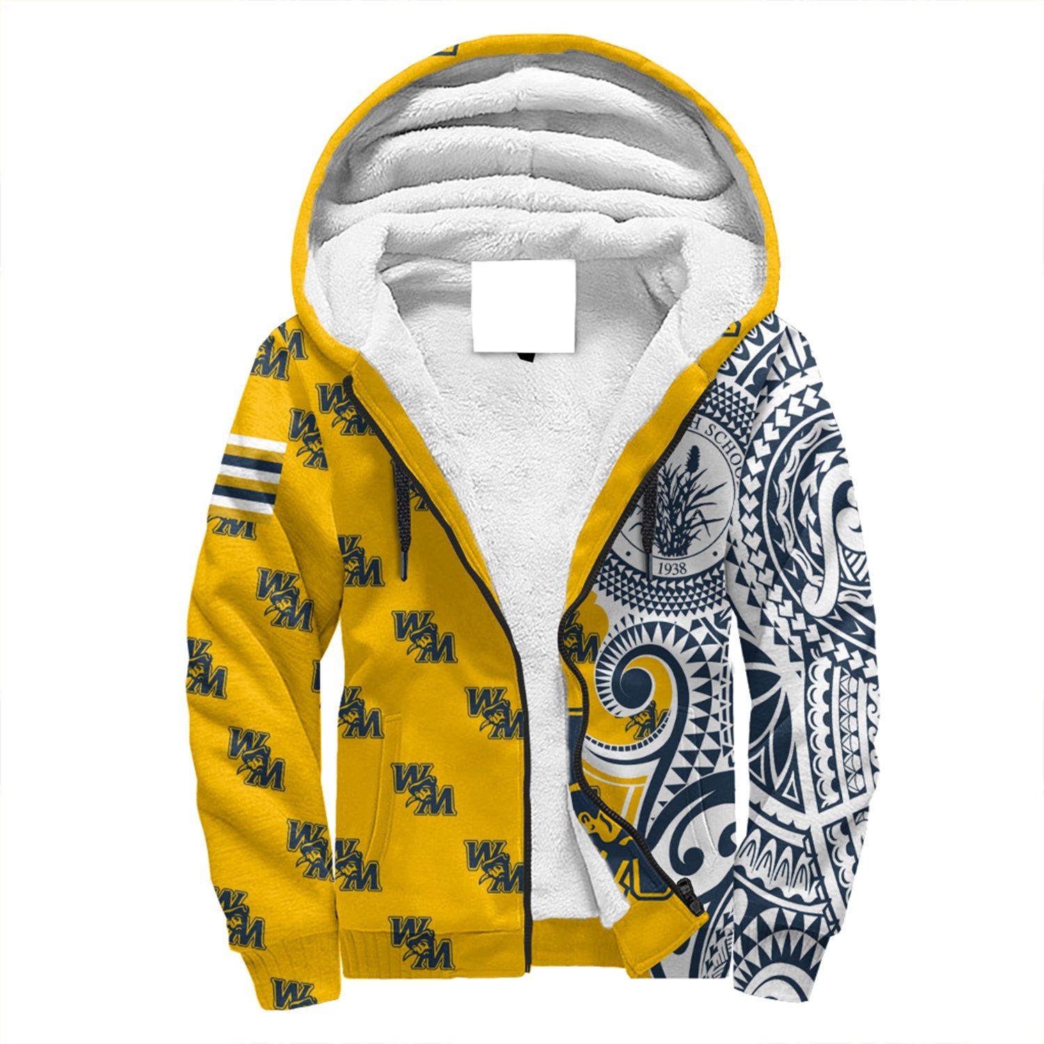 (Personalised) Hawaii - Waipahu High Tribal Kakau Sherpa Hoodie AH Yellow - Polynesian Pride