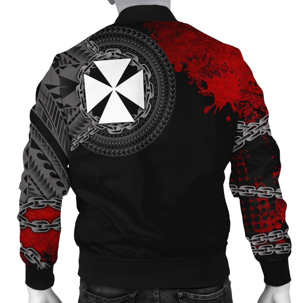 Wallis and Futuna Polynesian Men's Bomber Jacket - Polynesian Chain Style - Polynesian Pride