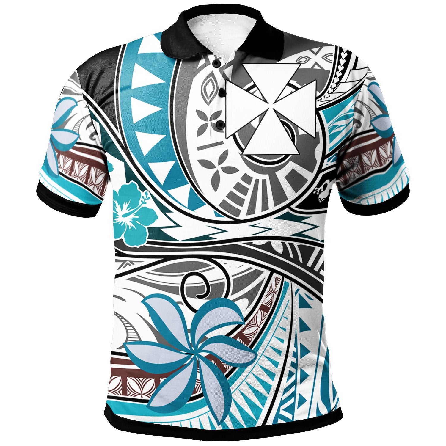 Wallis and Futuna Polo Shirt Flower and Flow Unisex Blue - Polynesian Pride