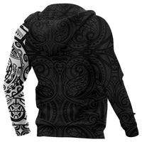 Maori Zip Hoodie, Maori Warrior Tattoo Full Zip Hoodie White Customized - Polynesian Pride
