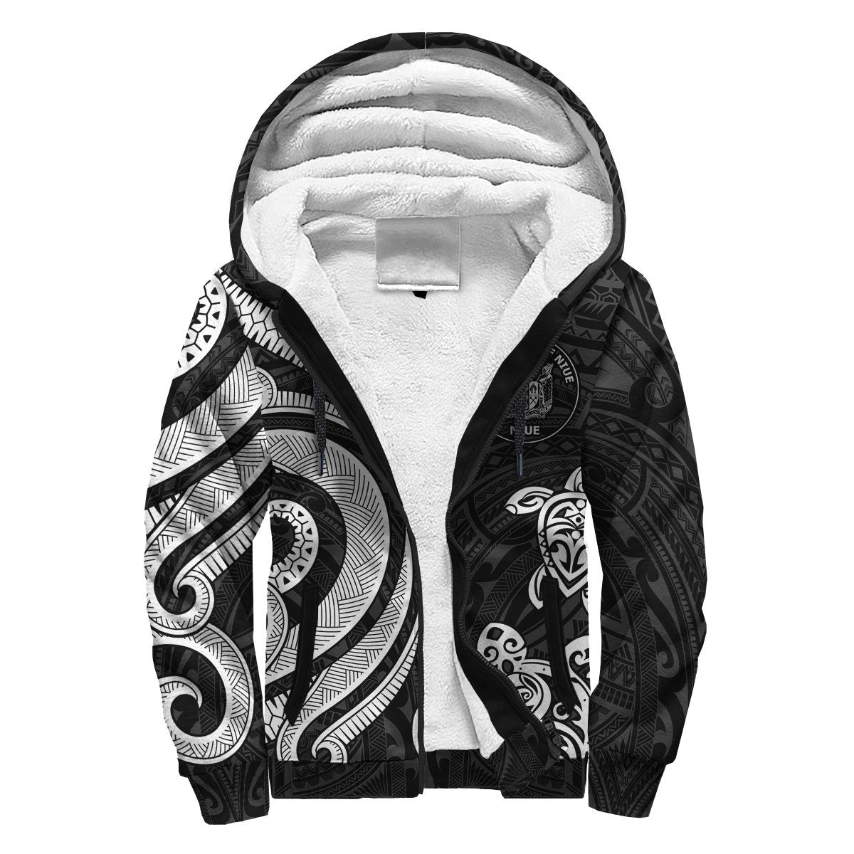 Niue Sherpa Hoodie - White Tentacle Turtle White - Polynesian Pride