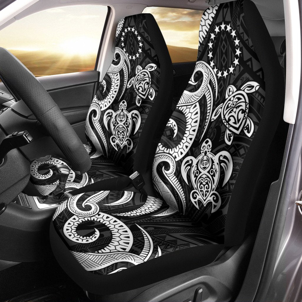 Cook Islands Car Seat Covers - White Tentacle Turtle Universal Fit White - Polynesian Pride