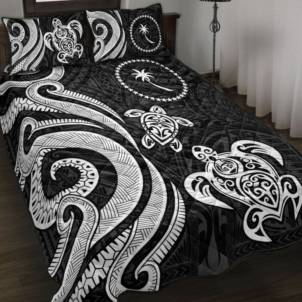 Chuuk Quilt Bed Set - White Tentacle Turtle White - Polynesian Pride