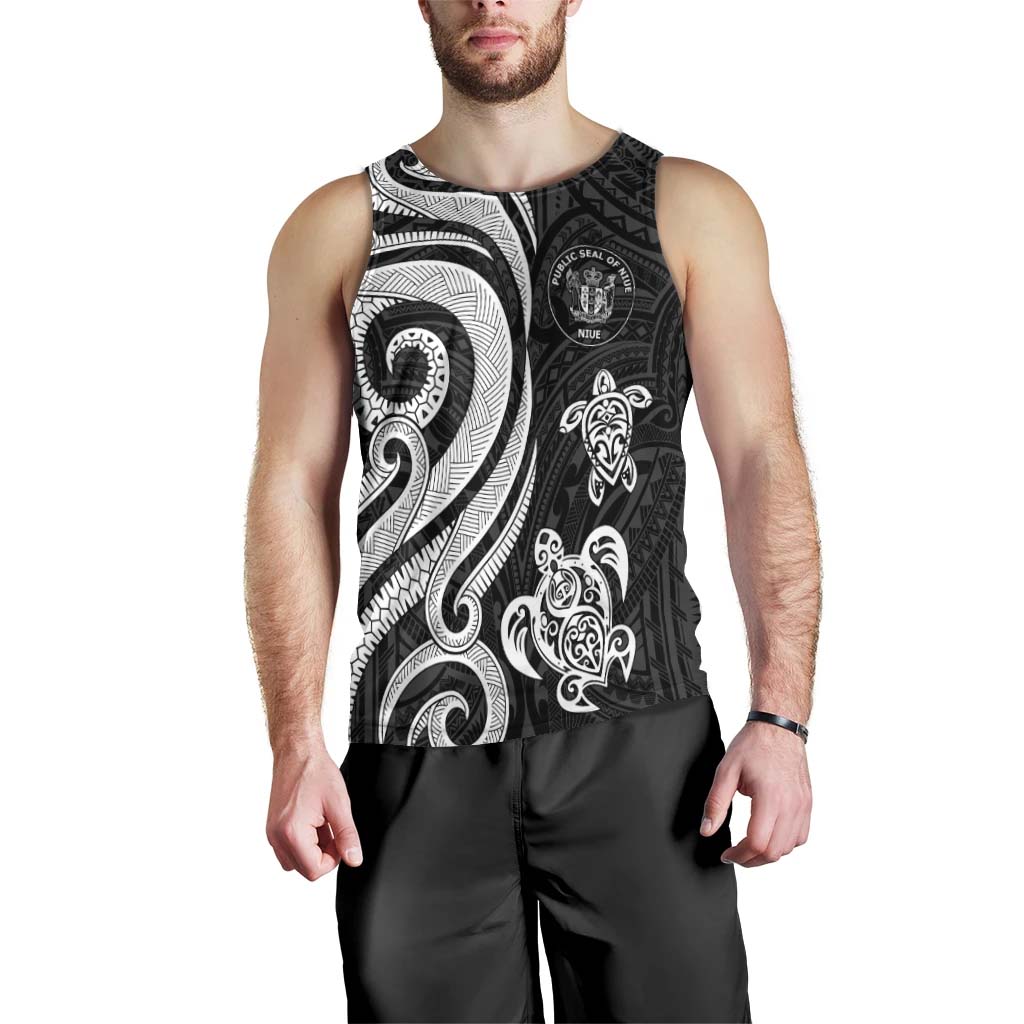 Niue Men's Tank Top - White Tentacle Turtle - Polynesian Pride