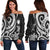 Northern Mariana Islands Women's Off Shoulder Sweater - White Tentacle Turtle White - Polynesian Pride