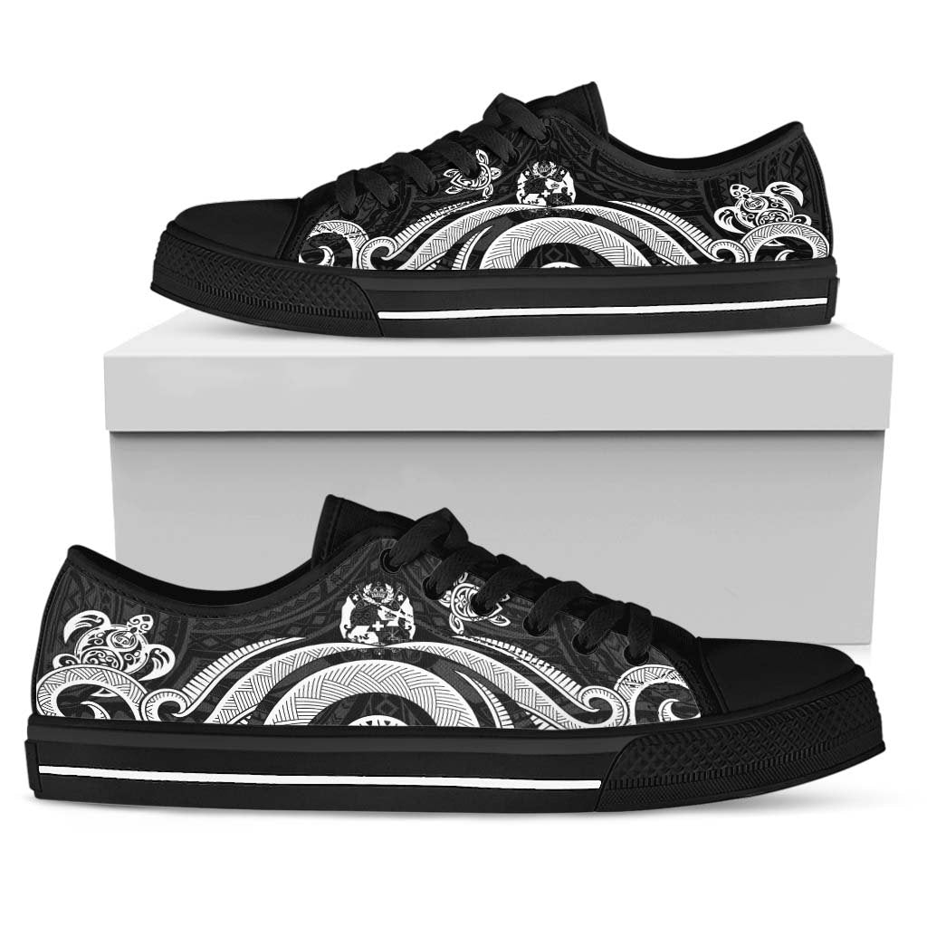 Tonga Low Top Canvas Shoes - White Tentacle Turtle - Polynesian Pride