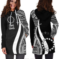Cook Islands Women's Hoodie Dress - White Polynesian Tentacle Tribal Pattern - Polynesian Pride