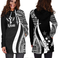 Kosrae Women's Hoodie Dress - White Polynesian Tentacle Tribal Pattern - Polynesian Pride