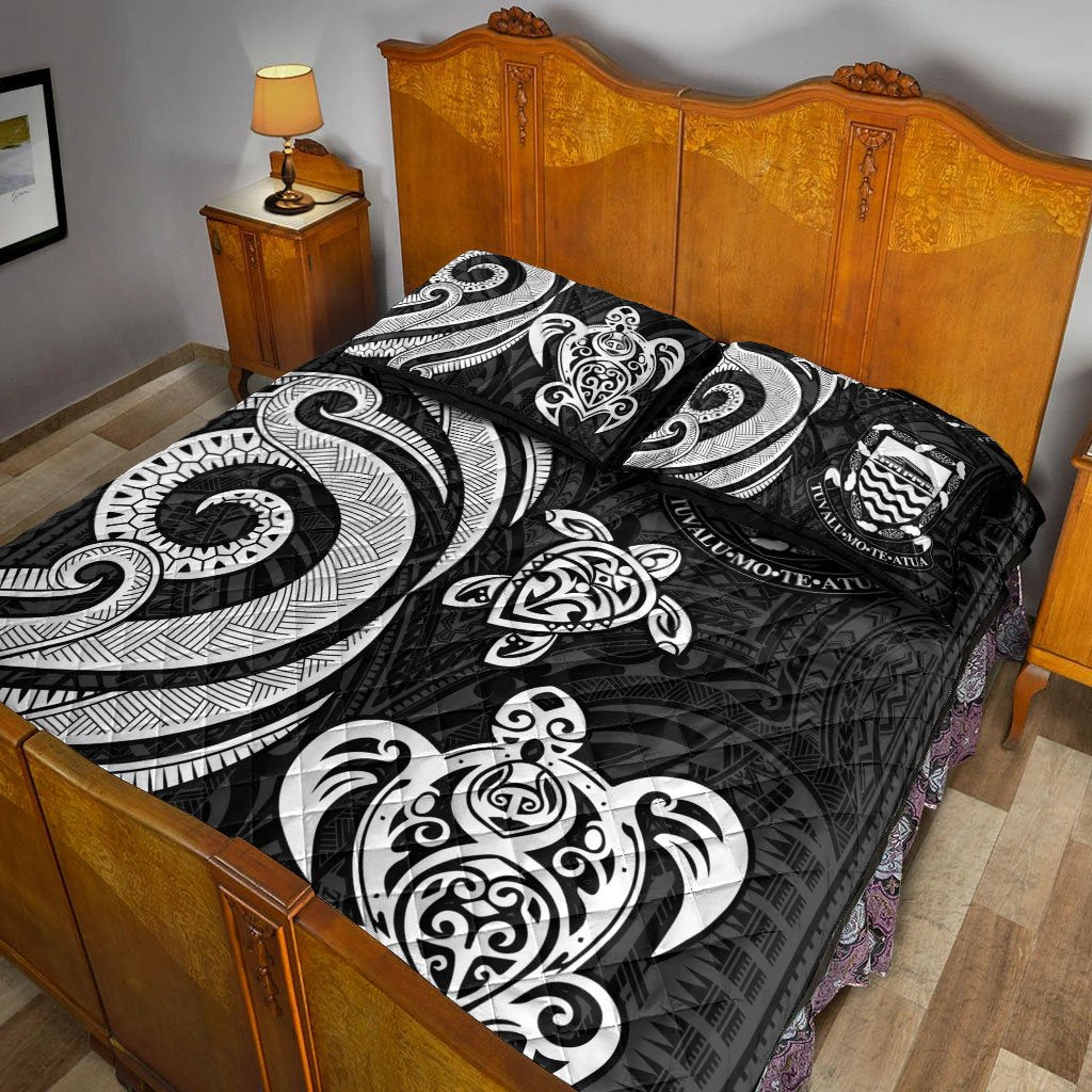Tuvalu Quilt Bed Set - White Tentacle Turtle - Polynesian Pride