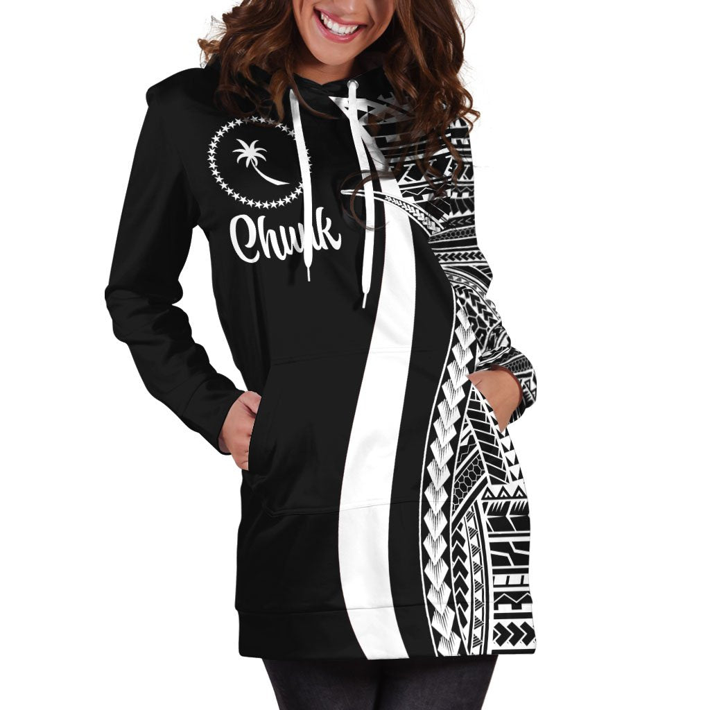 Chuuk Women's Hoodie Dress - White Polynesian Tentacle Tribal Pattern - Polynesian Pride