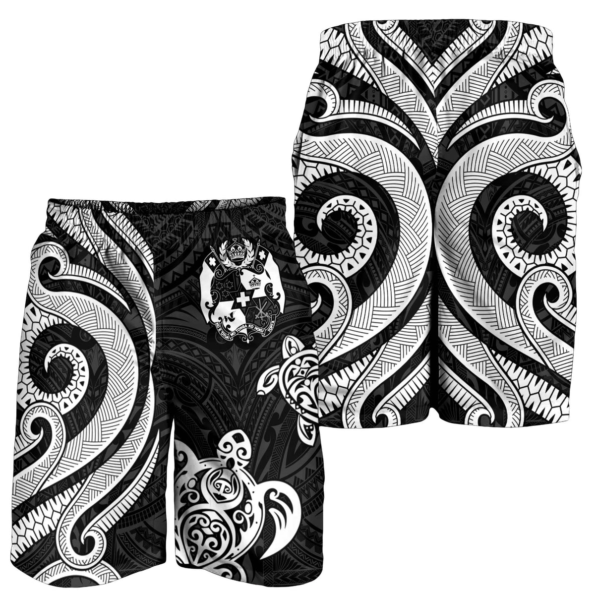 Tonga Men's Short - White Tentacle Turtle - Polynesian Pride