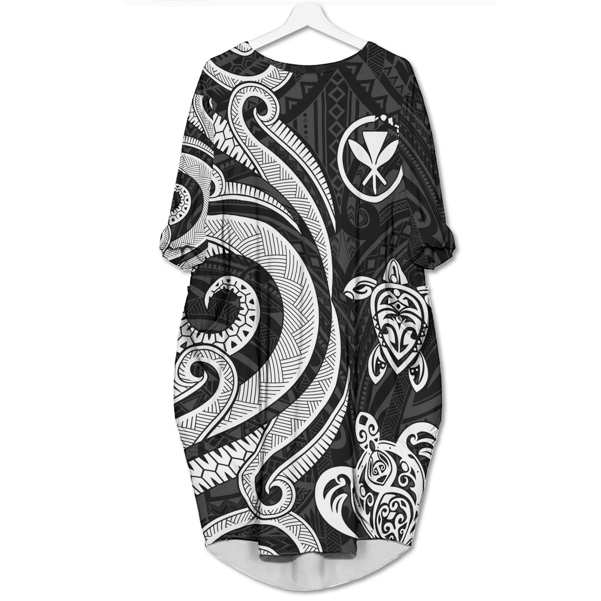 Hawaii Batwing Pocket Dress - White Tentacle Turtle Women White - Polynesian Pride