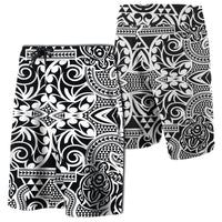 Hawaii Polynesian Tribal Turtle Board Shorts White Men White - Polynesian Pride