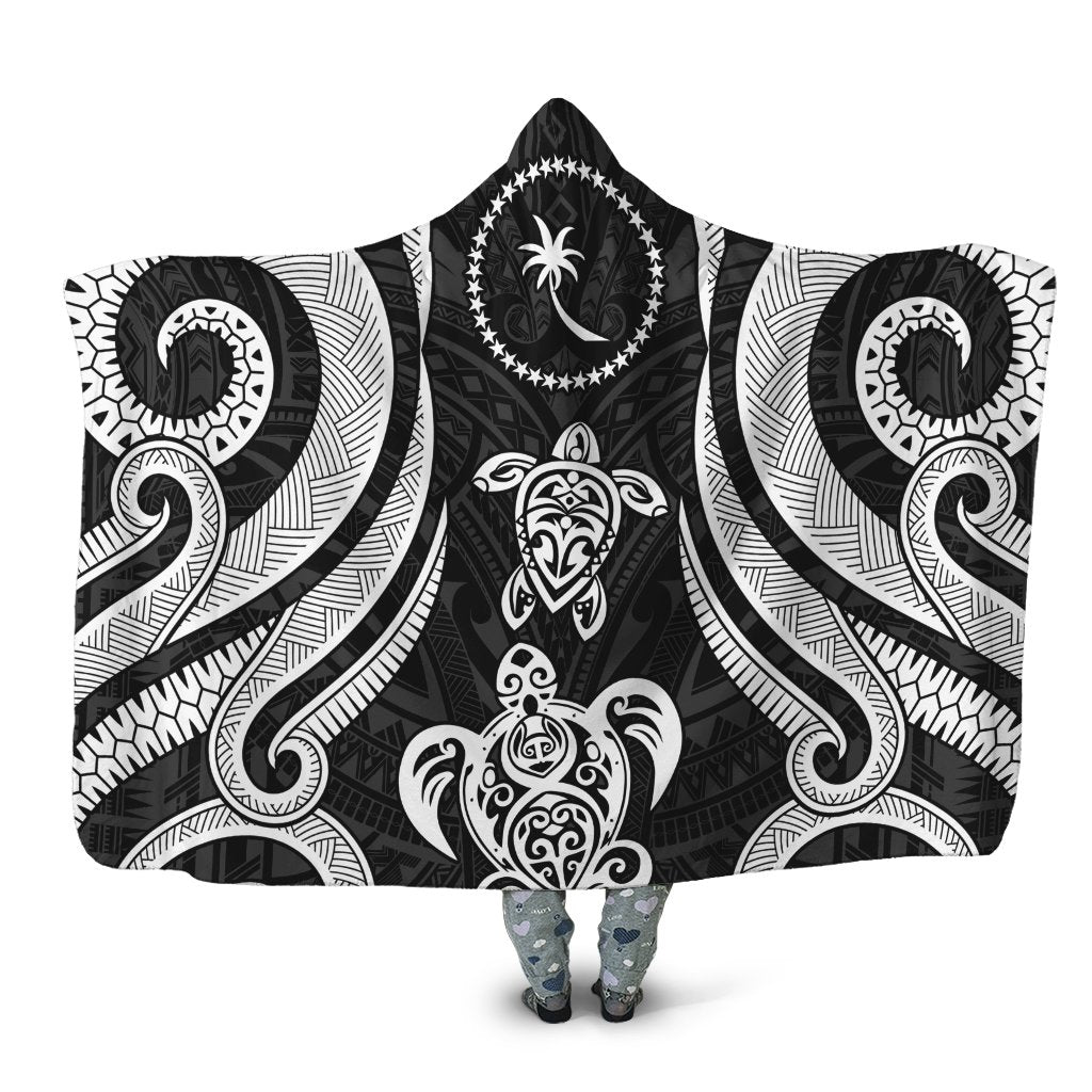 Chuuk Hooded Blanket - White Tentacle Turtle Hooded Blanket White - Polynesian Pride