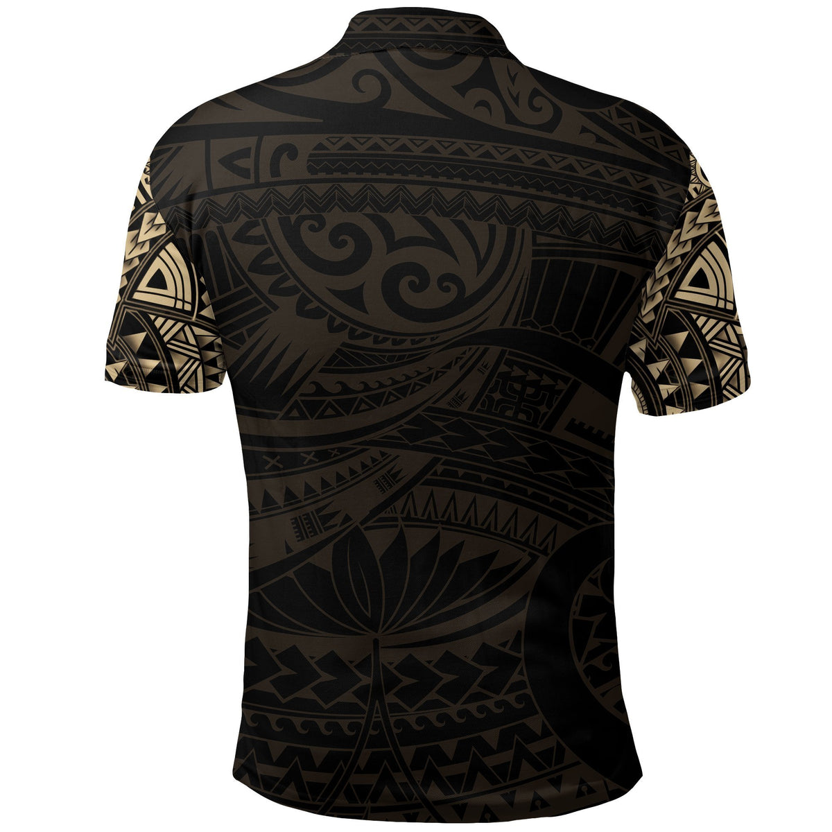 New Zealand Polo Shirt, Maori Tattoo Wolf Dragon Golf Shirt Gold - Polynesian Pride