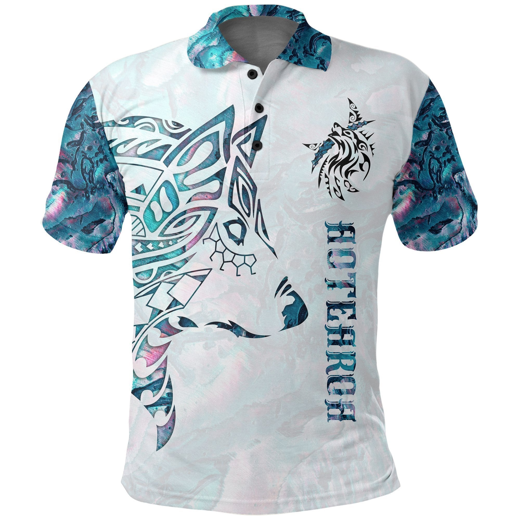 Maori Tattoo Polo Shirt, Paua Shell Wolf Tattoo Golf Shirt Unisex Black - Polynesian Pride