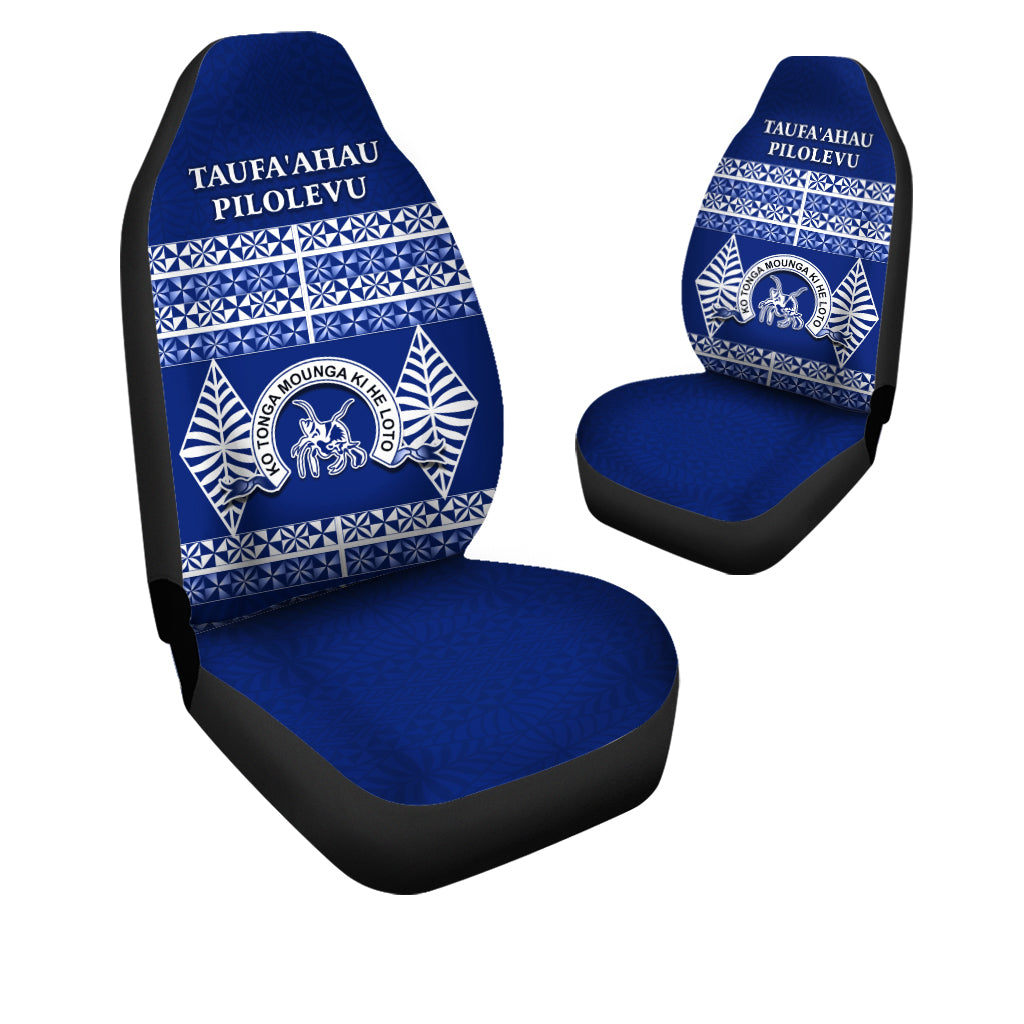 Taufa'ahau Pilolevu College Car Seat Covers Tonga Pattern LT13 Universal Fit Blue - Polynesian Pride