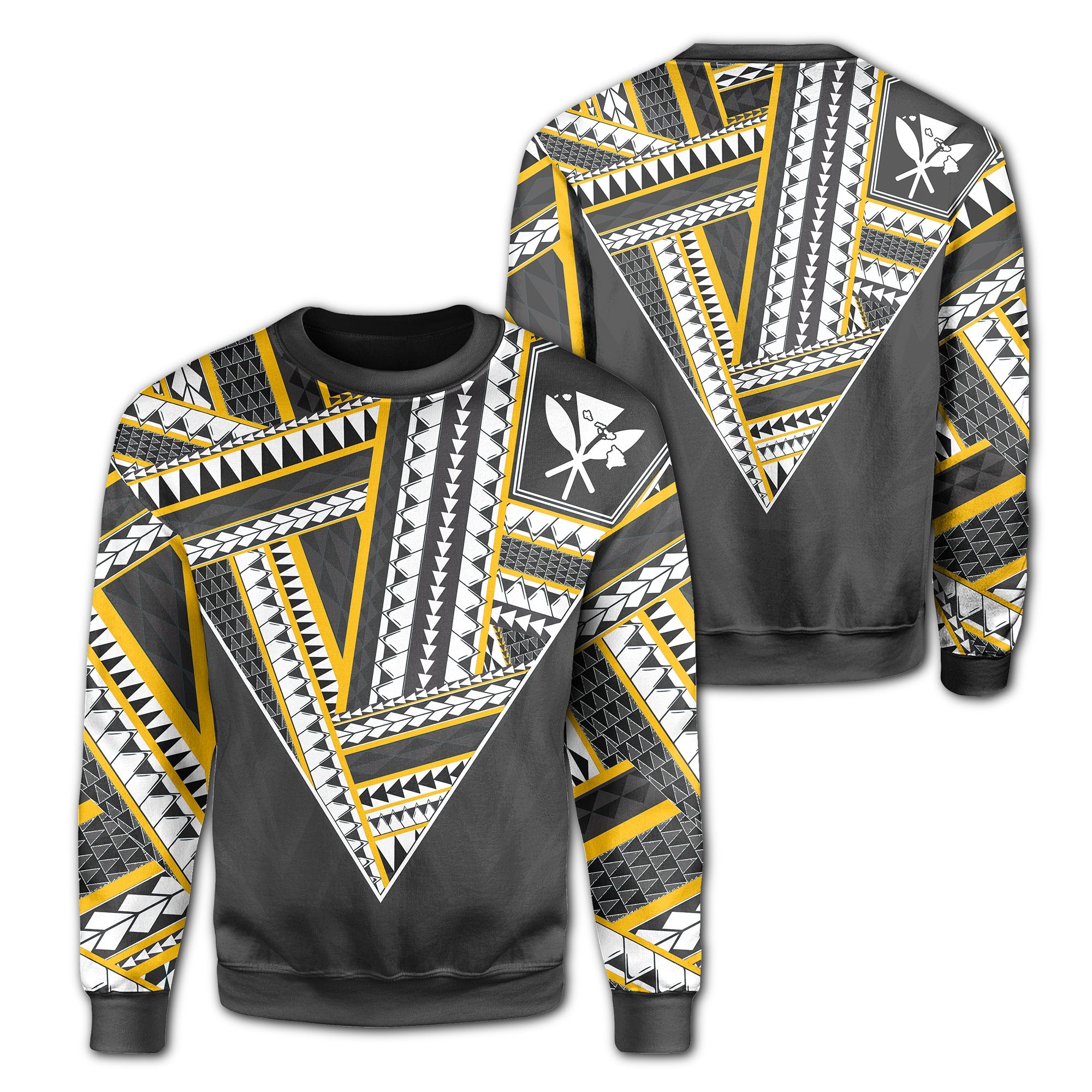 Hawaii Sweatshirt - Football Jersey Style - Gray And Yellow - AH Unisex Gray - Polynesian Pride