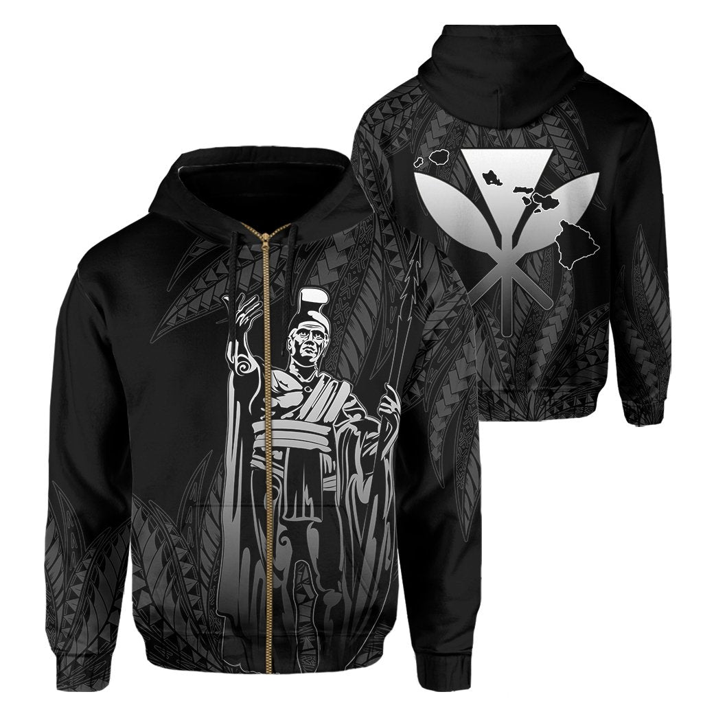 Hawaii King Polynesian Hoodie (Zip up) Durk Style Gray Unisex Gray - Polynesian Pride