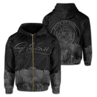 Polynesian Hibiscus Seal of Hawaii Zip Hoodie Gray Unisex Gray - Polynesian Pride