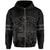 Polynesian King Kanaka Map Seal of Hawaii Zip Hoodie Gray - Polynesian Pride