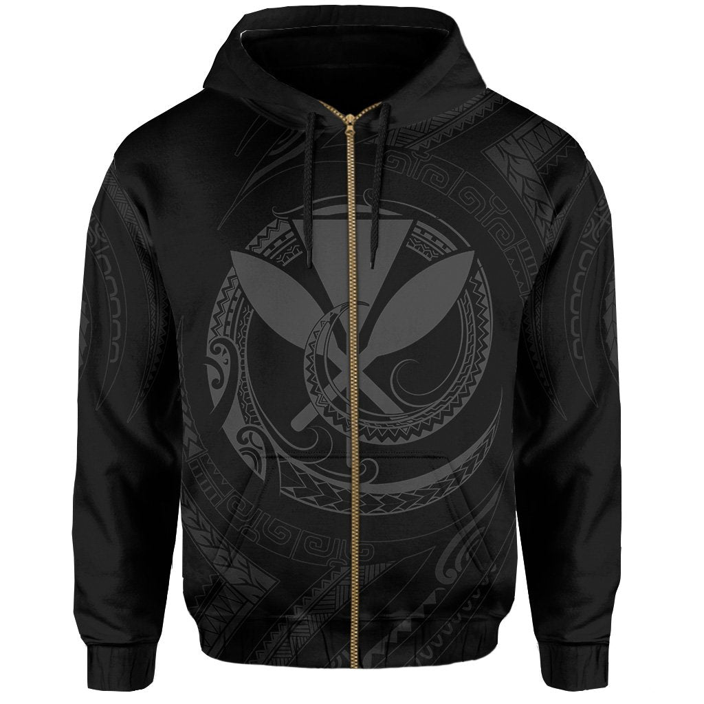 Polynesian Kanaka Shaka Map of Hawaii Zip Hoodie Gray - Polynesian Pride