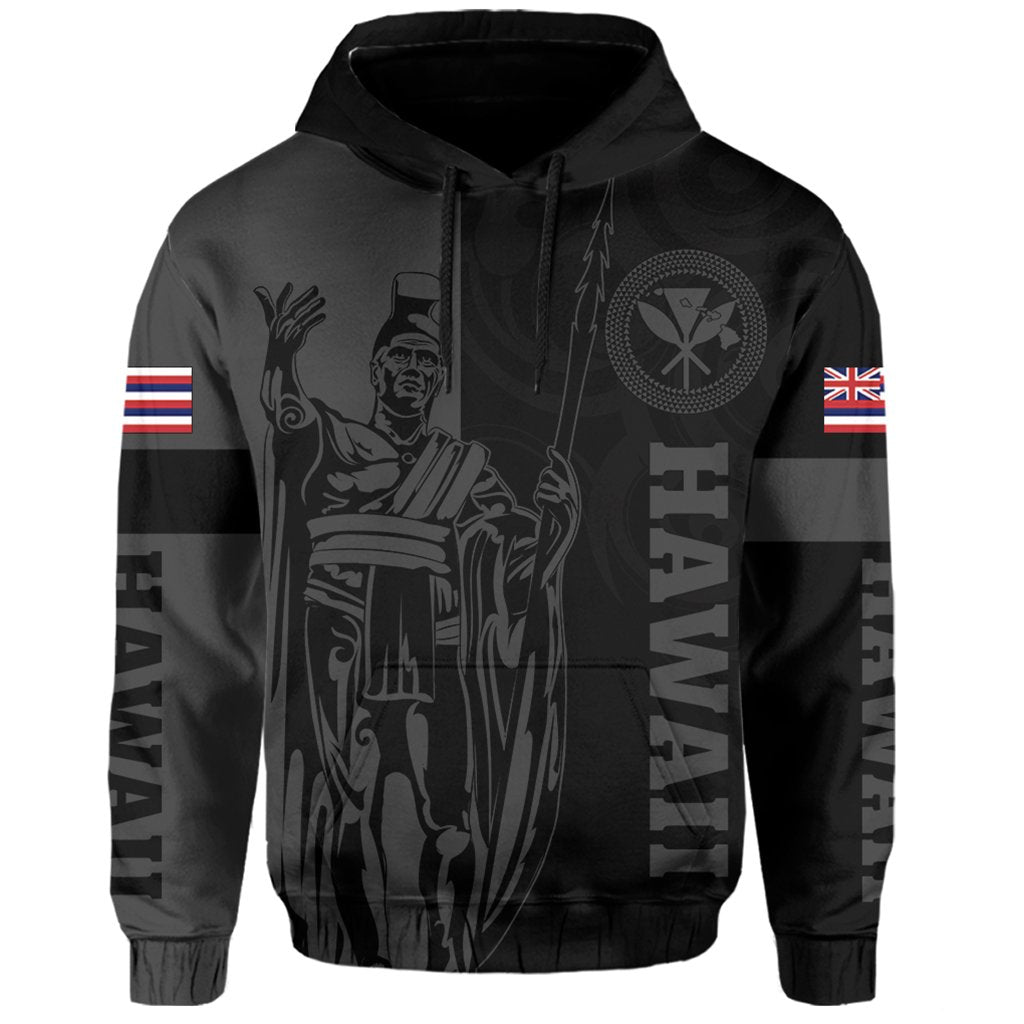 Hawaii King Polynesian Hoodie Lawla Style Gray - Polynesian Pride