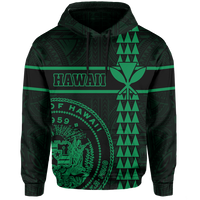 Polynesian Kakau Kanaka Seal of Hawaii Hoodie Green - Polynesian Pride