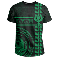 Hawaii Coat of Arms Kanaka Polynesian T Shirt Green - Polynesian Pride