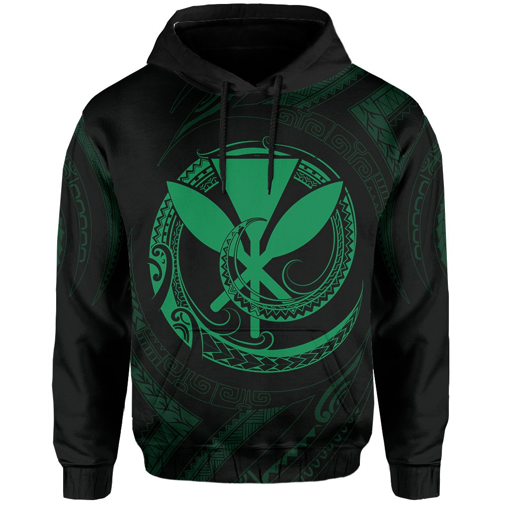 Polynesian Kanaka Shaka Map of Hawaii Hoodie Green - Polynesian Pride