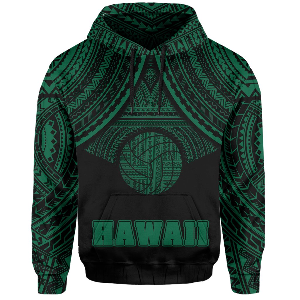 Polynesian Volleyball Hawaii Hoodie Green - Polynesian Pride