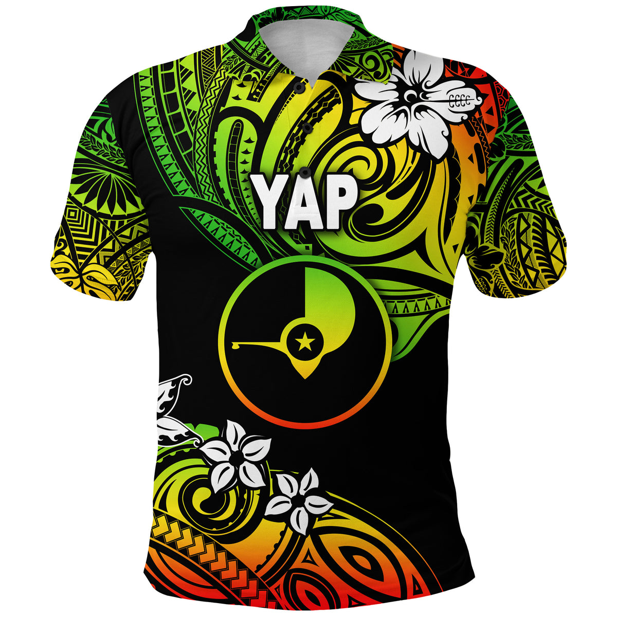 FSM Yap Polo Shirt Unique Vibes Reggae LT8 - Polynesian Pride